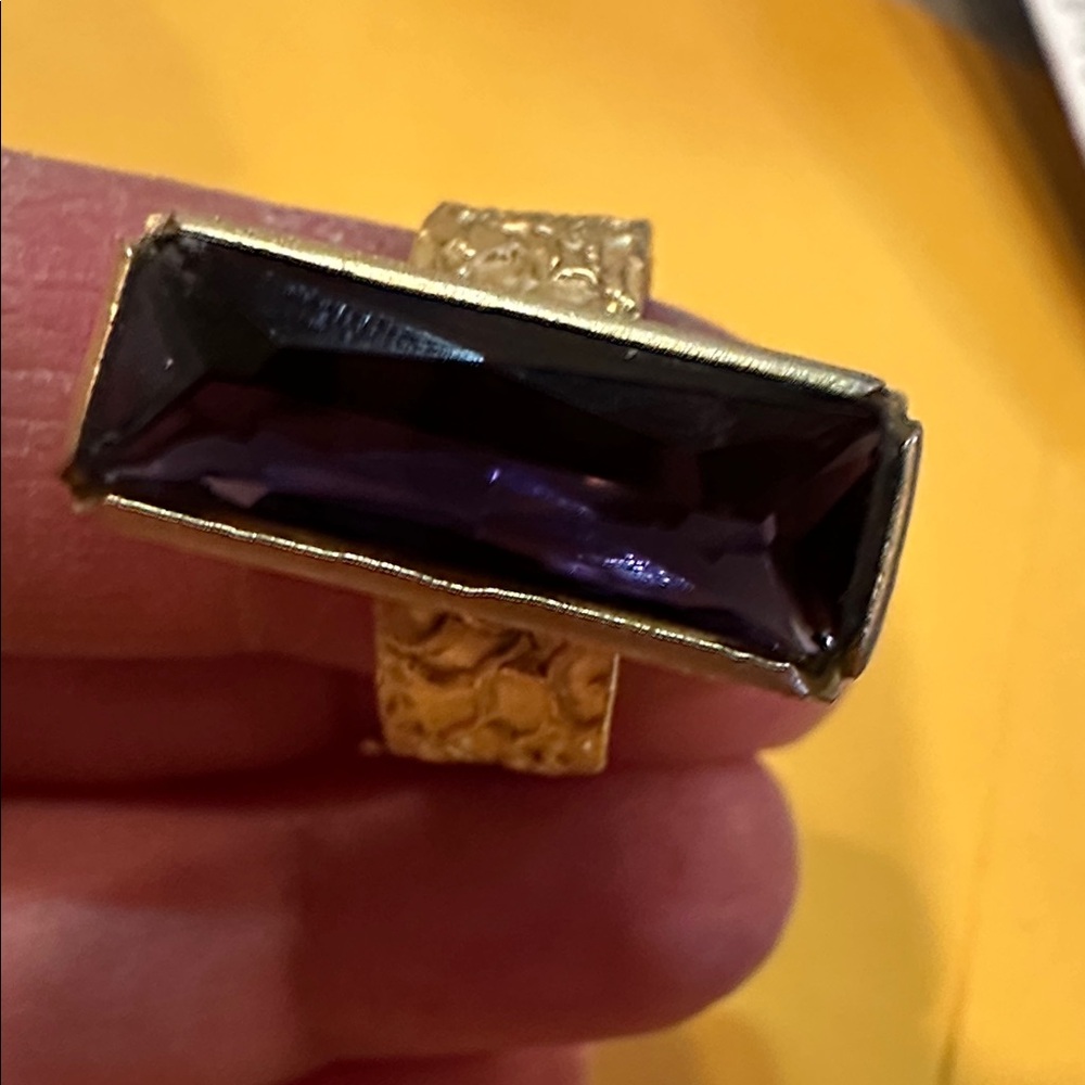 Purple  Stone Ring HandMade Gold Plated prom engagm